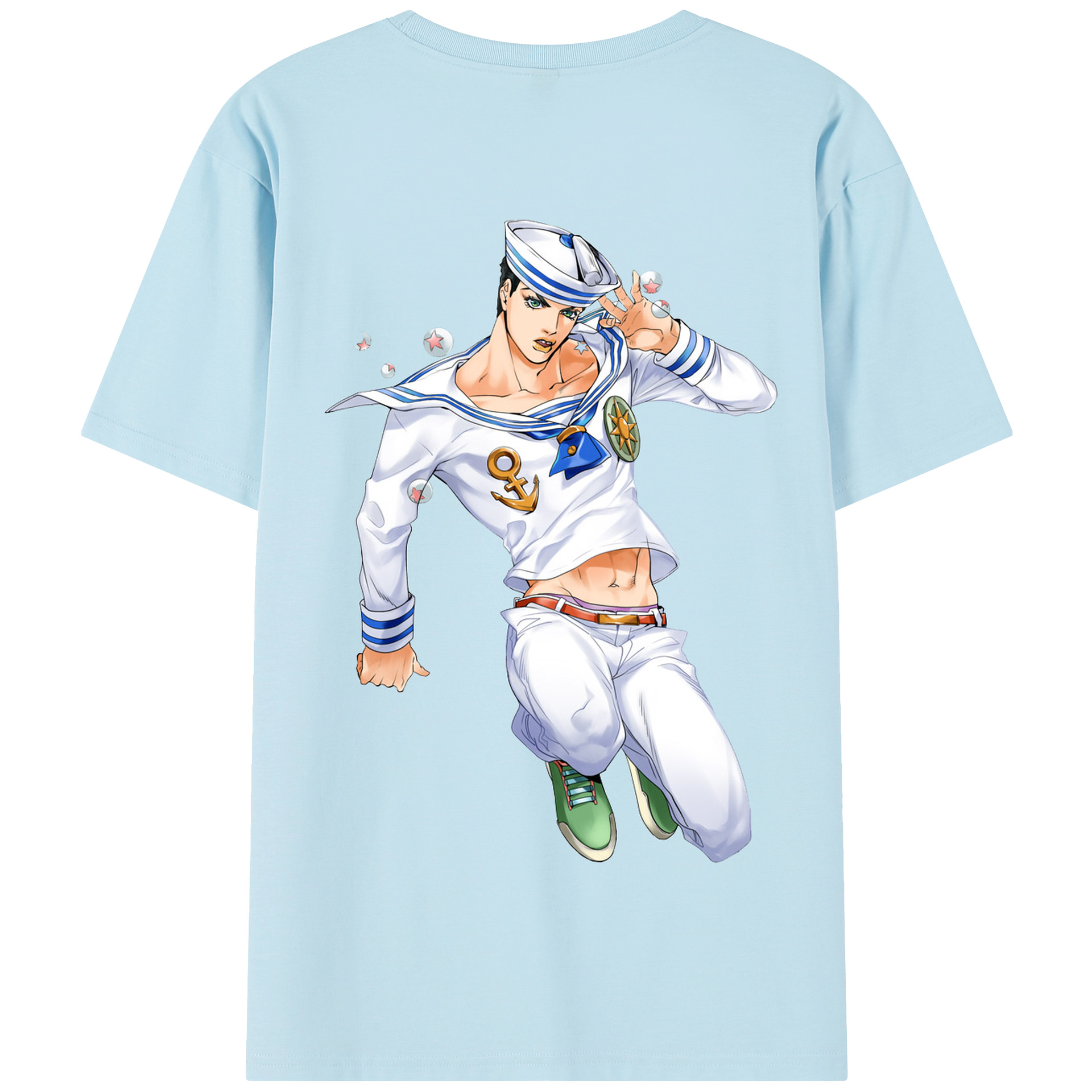 （画像用） ジョジョの奇妙な冒険 東方定助 JoJo's Bizarre Adventure Higashikata Josuke 綿100％半袖Tシャツ（背面プリント）